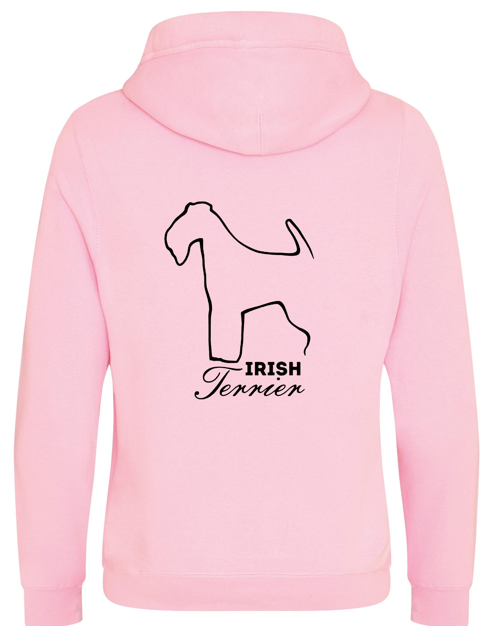 Irish Terrier Crossneck Pullover Hoodie with exclusive breed artwork, modern crossneck design, and practical kangaroo pocket.