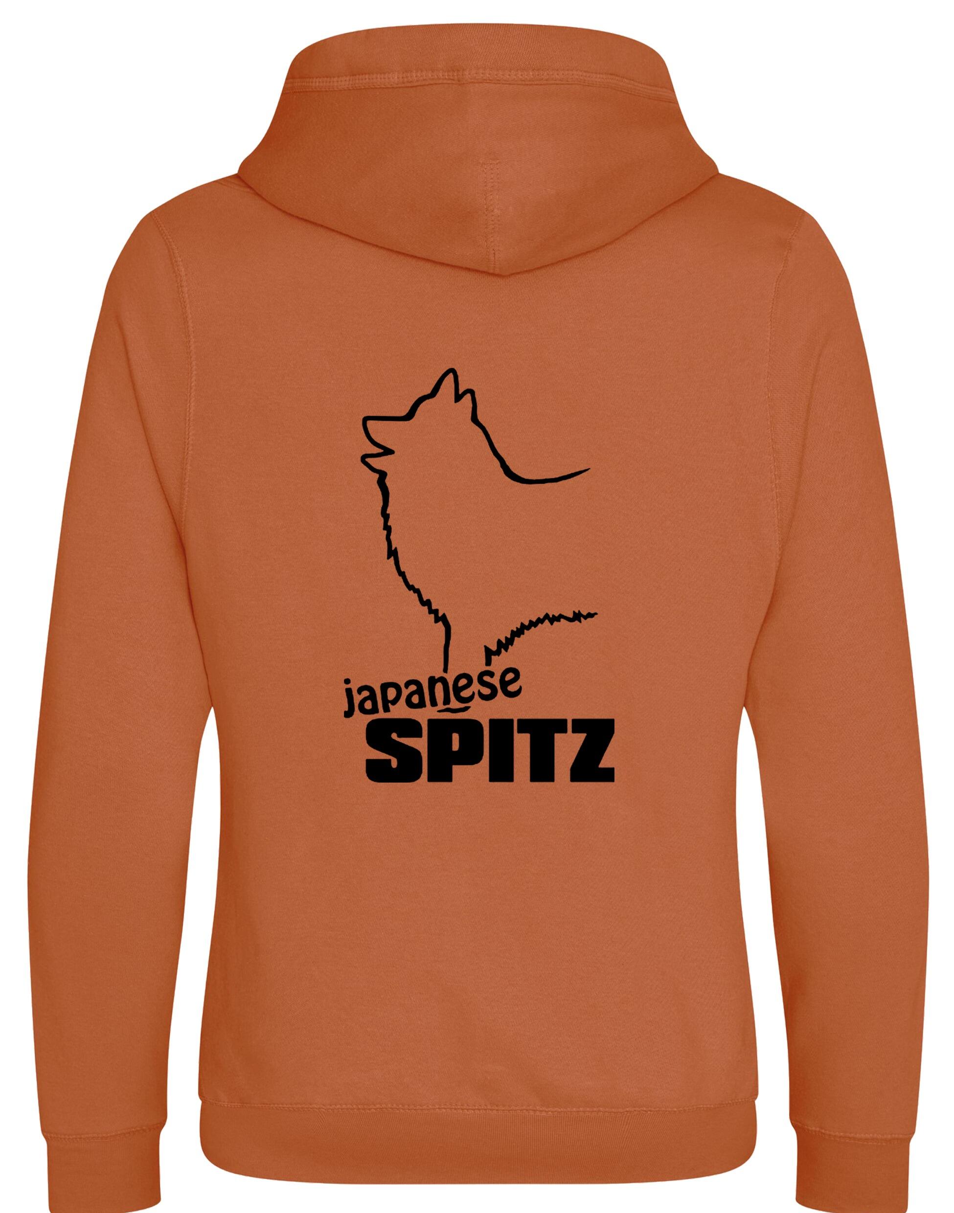 Unisex crossneck hoodie featuring exclusive Japanese Spitz artwork, designed for breed enthusiasts.