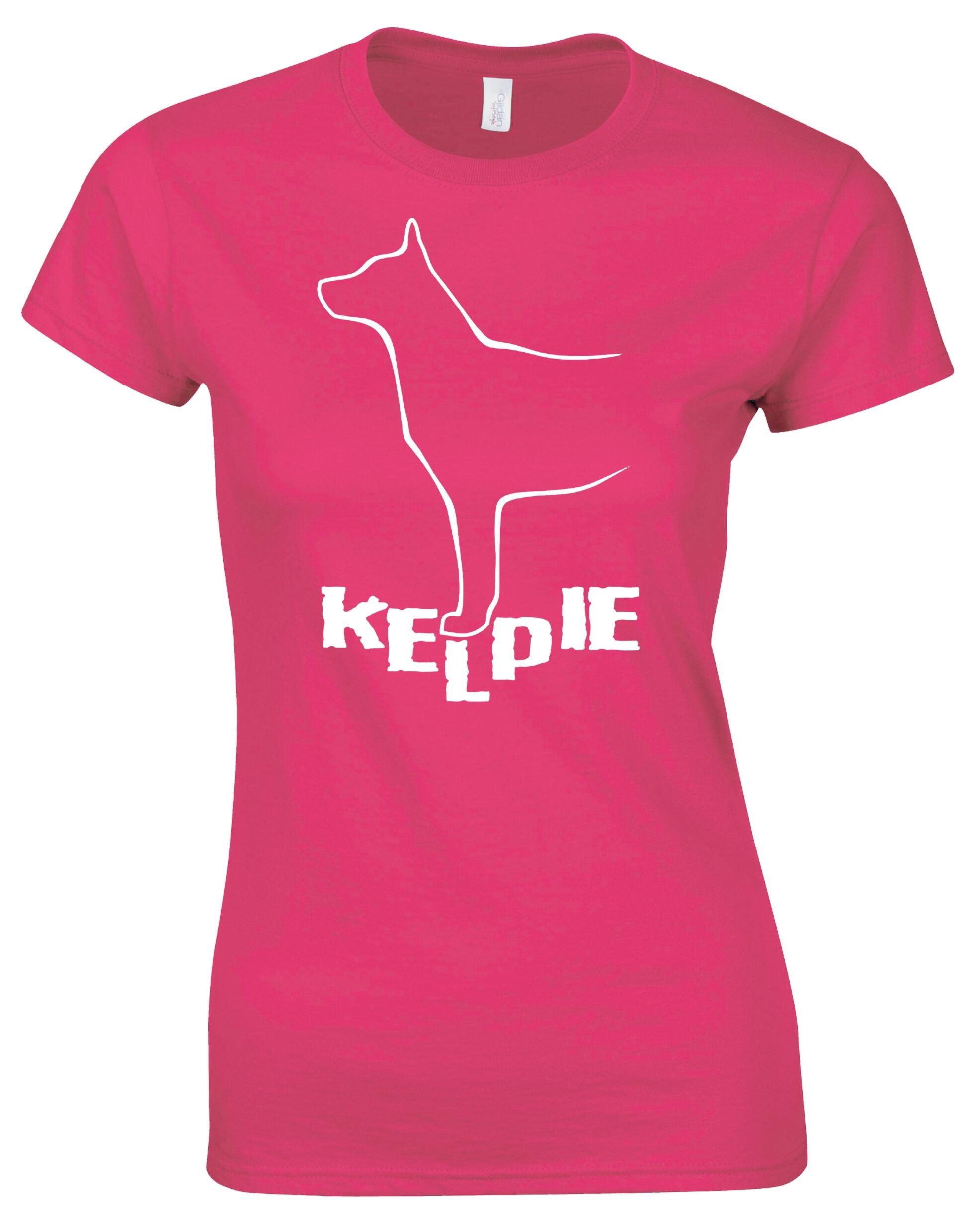 Kelpi Female Roundneck T-shirt featuring exclusive breed-inspired artwork, premium cotton fabric, and a flattering feminine fit for comfort and style.