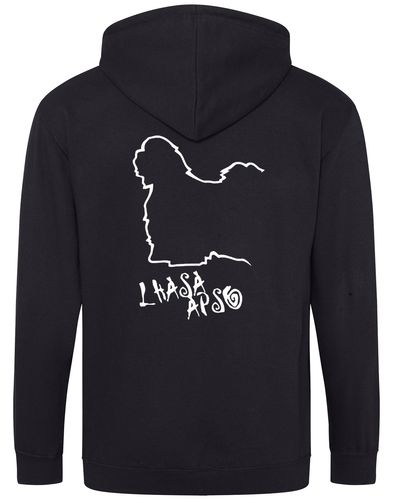 Lhasa Apso Zipped Hoodie with exclusive breed design, personalisation options, and a soft fleece interior for warmth and comfort.
