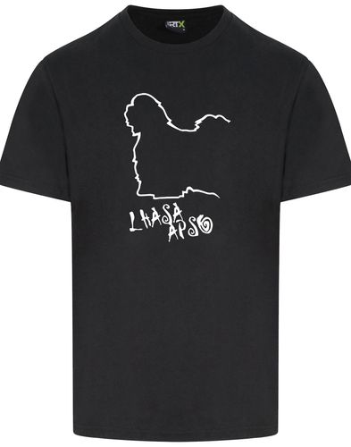 Lhasa Apso Unisex Roundneck T-shirt with stylish breed design and breathable cotton fabric.