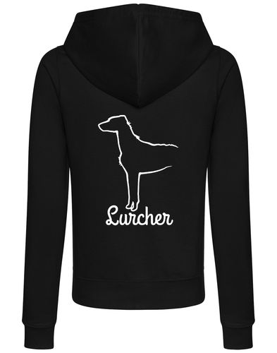 Lurcher Women’s Zipped Hoodie with exclusive breed artwork and practical design.