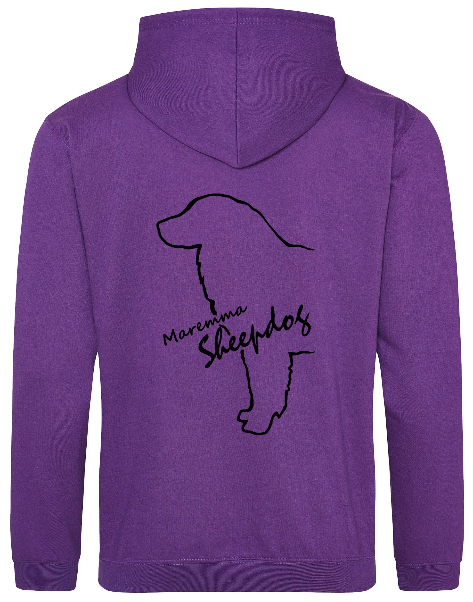 Maremma Sheepdog pullover hoodie featuring exclusive breed artwork, a fleece-lined interior, and personalisation options for dog lovers.