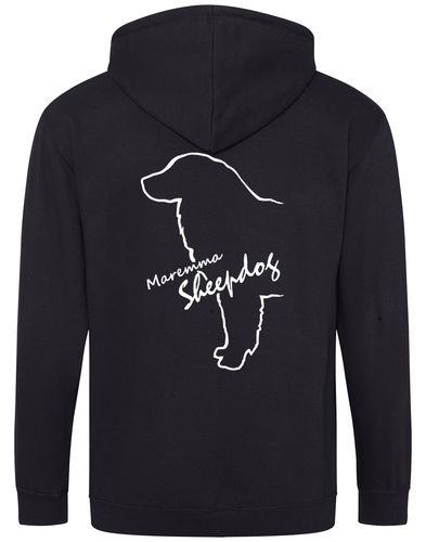 Maremma Sheepdog zipped hoodie with exclusive breed artwork, a warm fleece interior, and personalisation options.