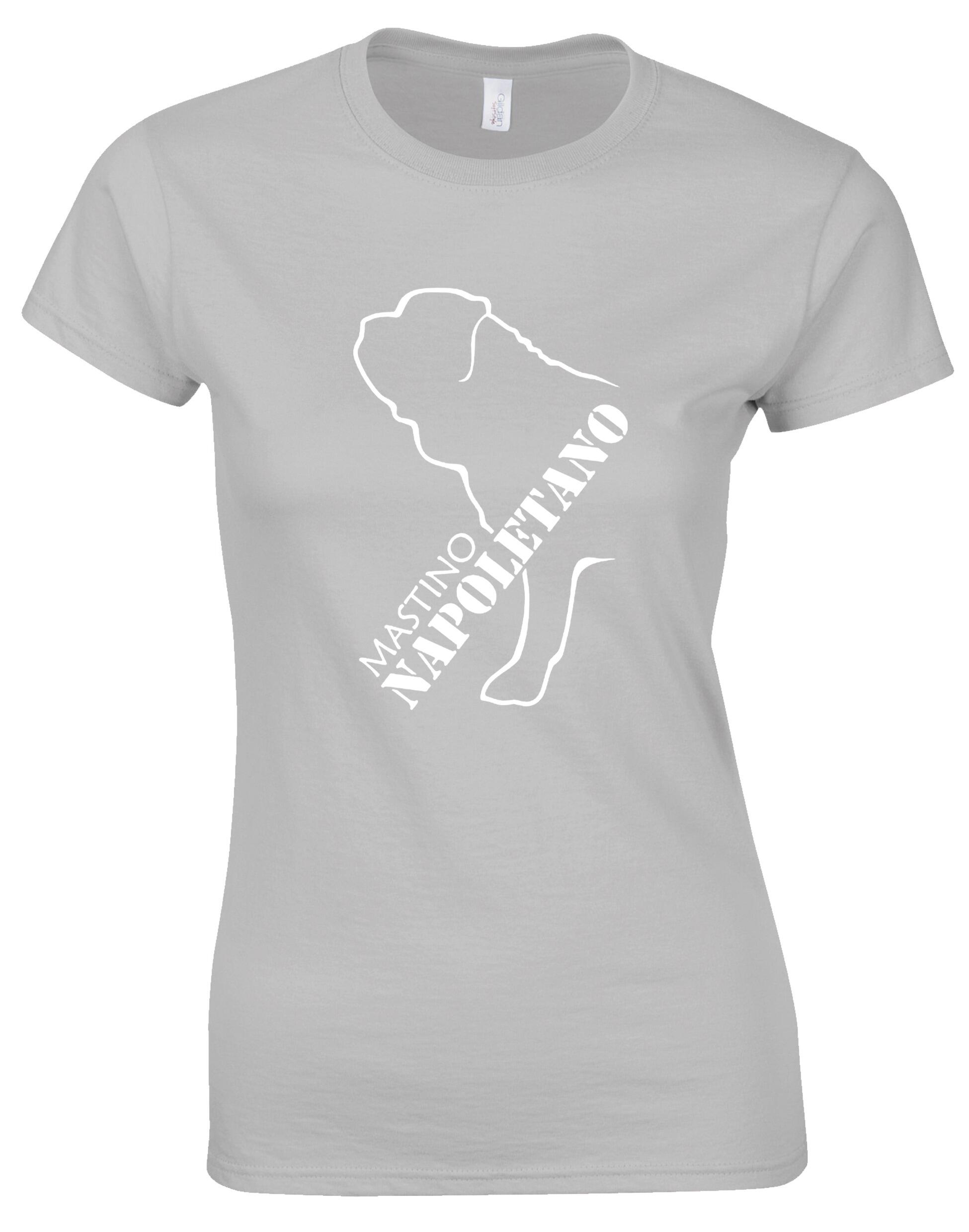 Mastino Napoletano Female Roundneck T-shirt with exclusive breed artwork, soft breathable cotton, and a tailored feminine fit.