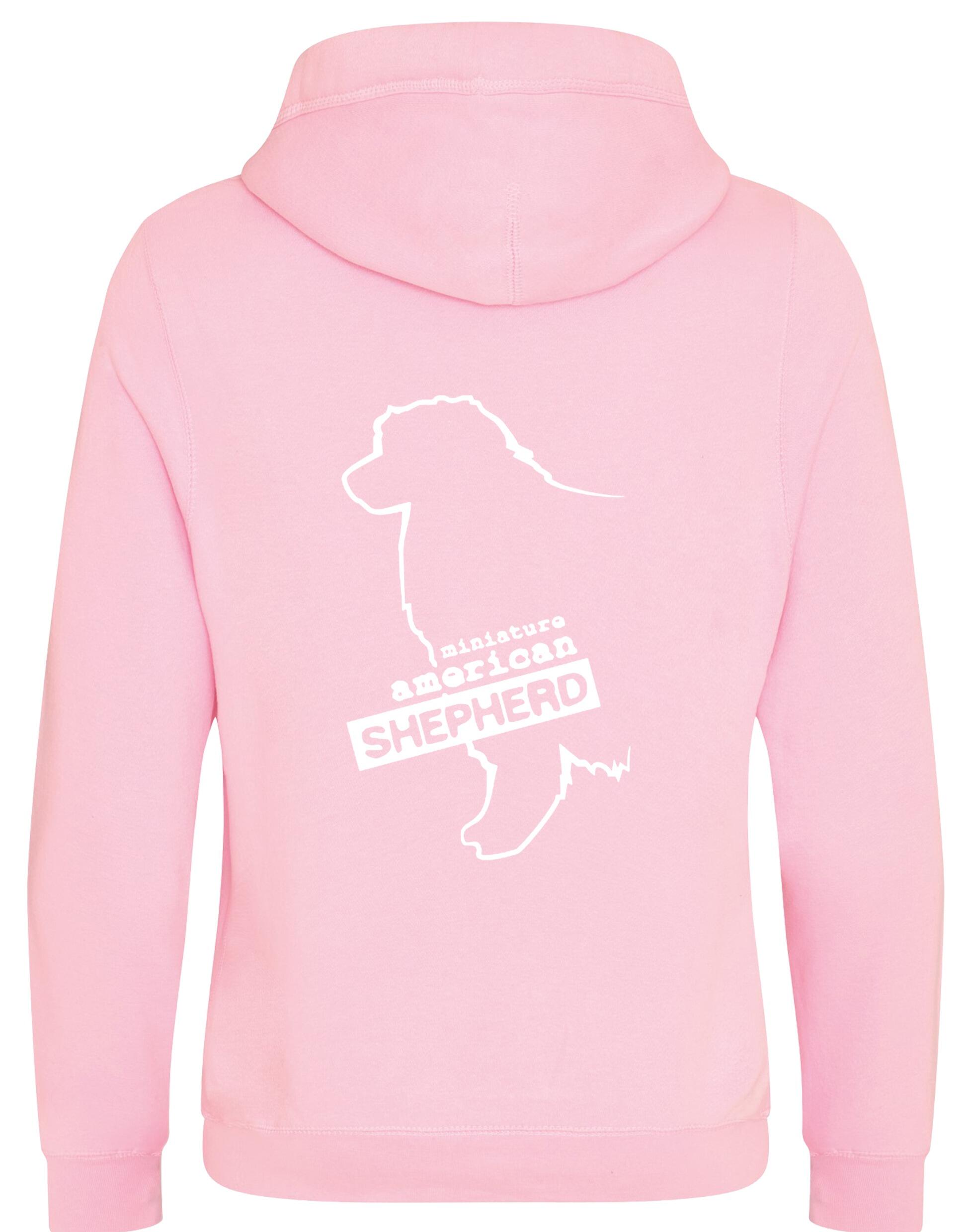 Miniature American Shepherd Crossneck Pullover Hoodie featuring exclusive breed artwork, soft fleece lining, and a stylish modern design.