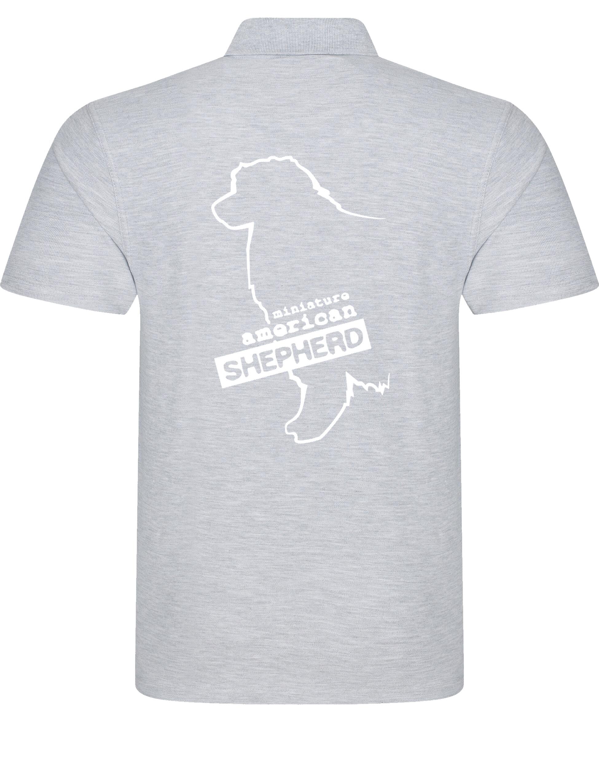 Miniature American Shepherd Unisex Cotton Polo featuring exclusive breed artwork, soft breathable fabric, and a relaxed fit for all-day comfort.