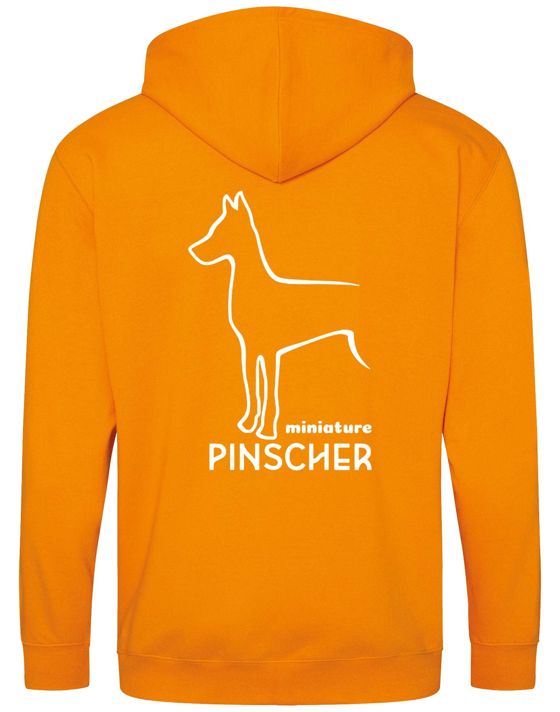 Miniature Pinscher Zipped Hoodie with exclusive breed design, soft fleece lining, and customisation options.