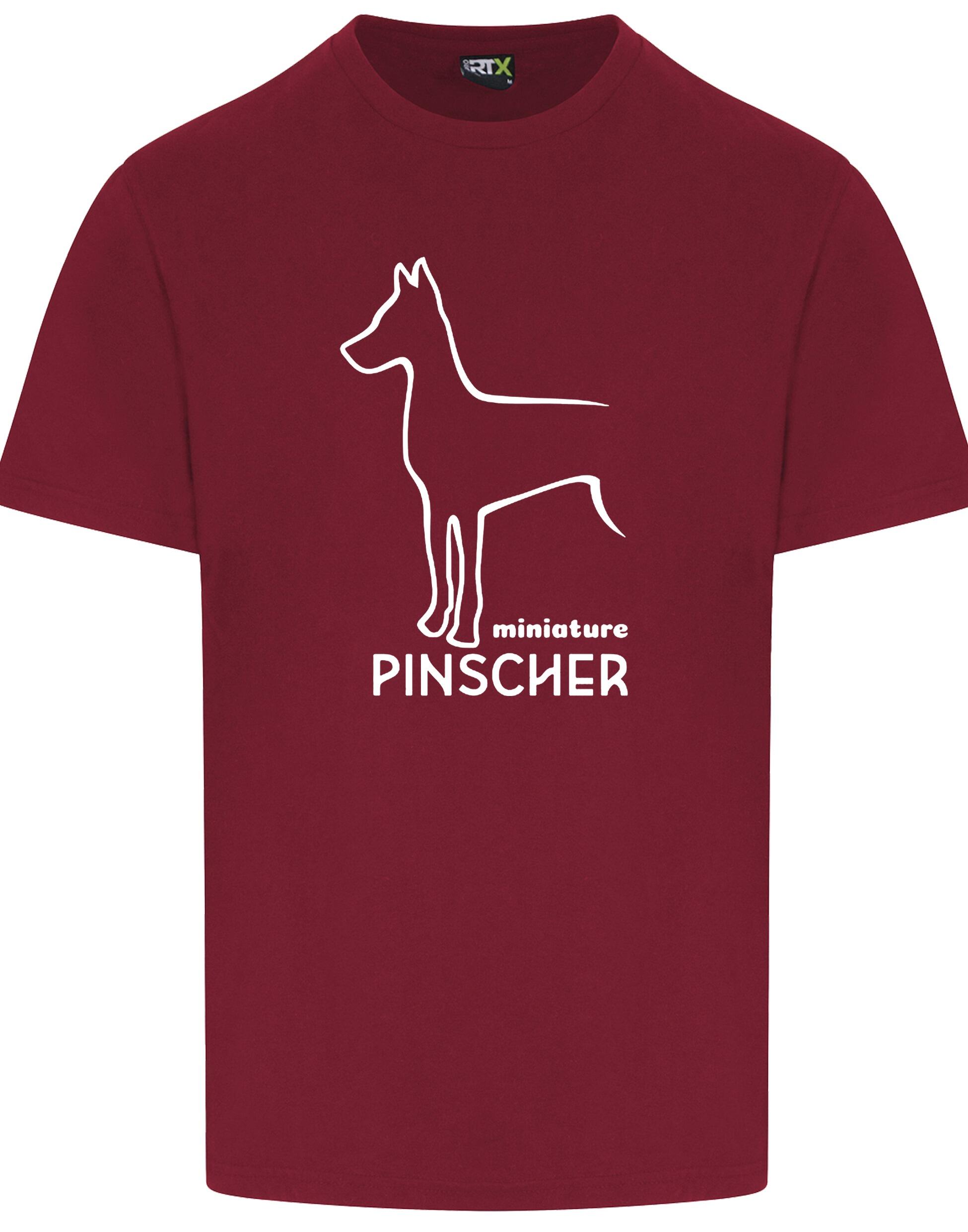 Miniature Pinscher Unisex Roundneck T-shirt with exclusive breed design, soft breathable cotton, and a relaxed fit for all-day comfort.