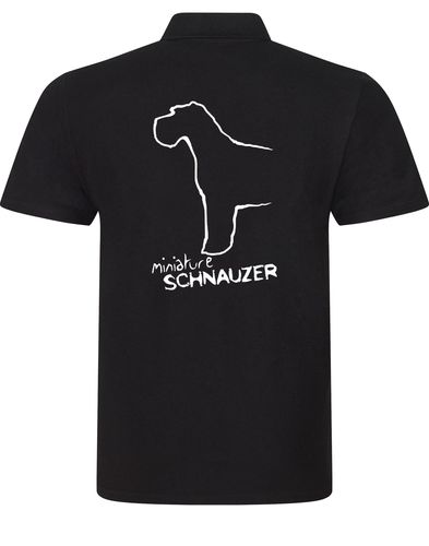 Miniature Schnauzer Unisex Cotton Polo featuring exclusive breed artwork, breathable cotton fabric, and a relaxed fit for comfort and style.