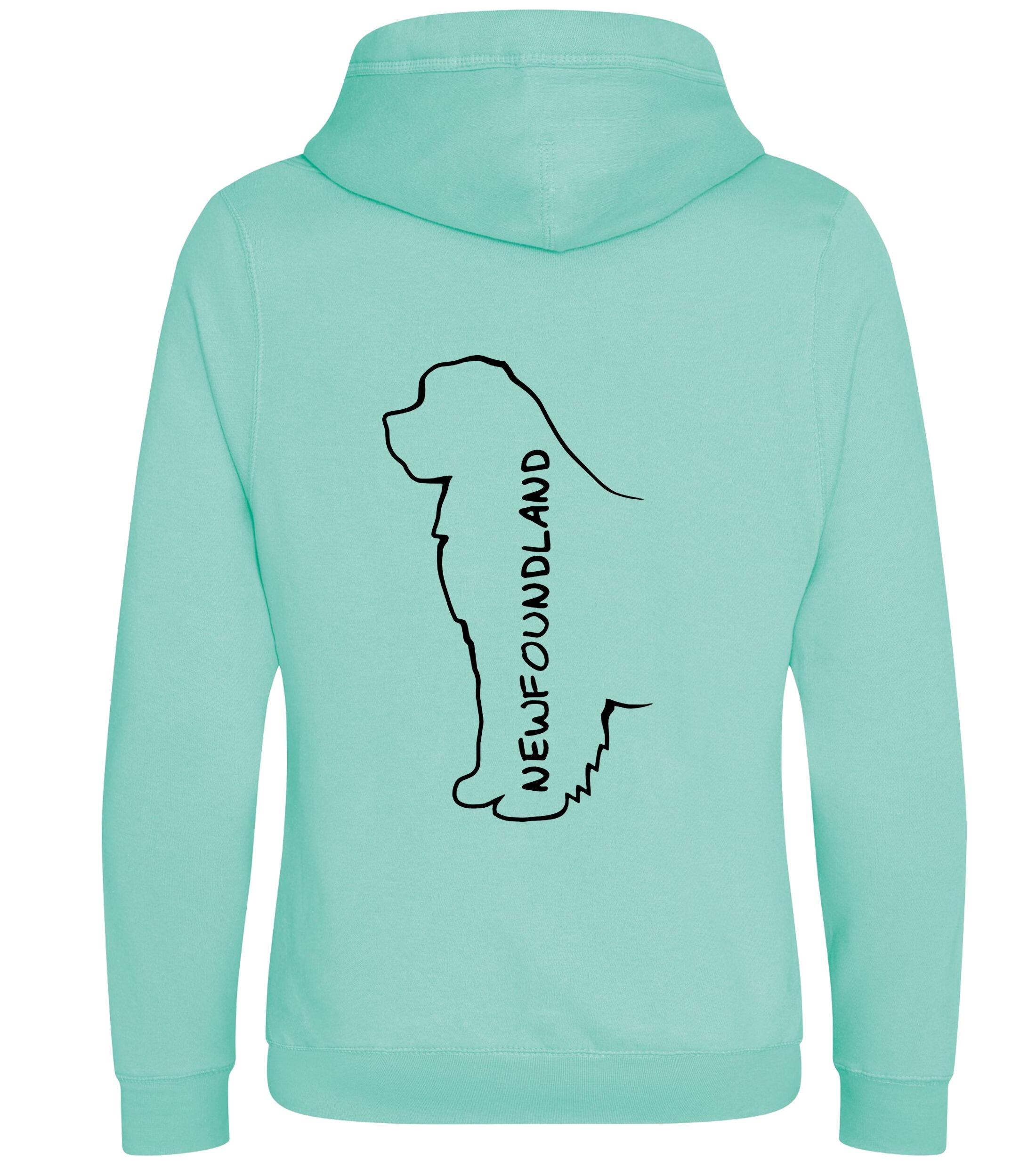 Unisex Crossneck Pullover Hoodie featuring exclusive Newfoundland breed artwork, modern crossneck design, and cosy brushed fleece interior, perfect for dog lovers and outdoor adventures.