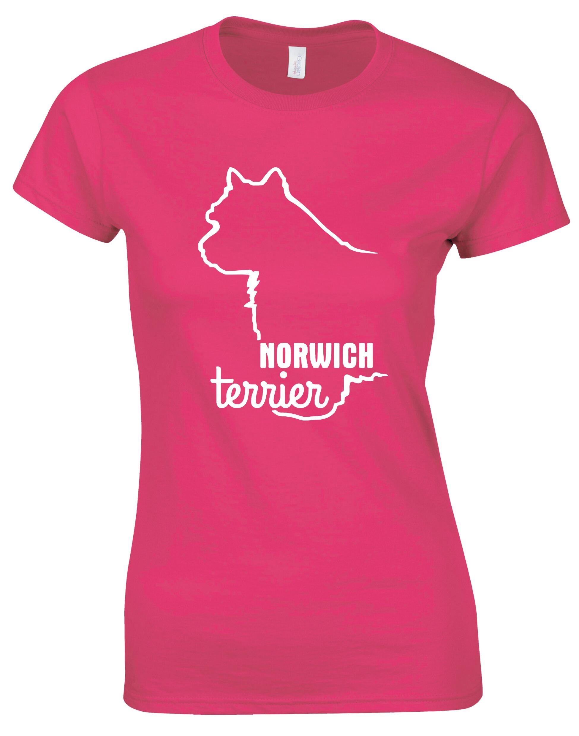 Norwich Terrier Female Roundneck T-shirt featuring exclusive breed artwork, soft cotton fabric, and a flattering feminine fit. Designed for style, comfort, and Norwich Terrier lovers—perfect for dog walks, breed events, or casual wear.