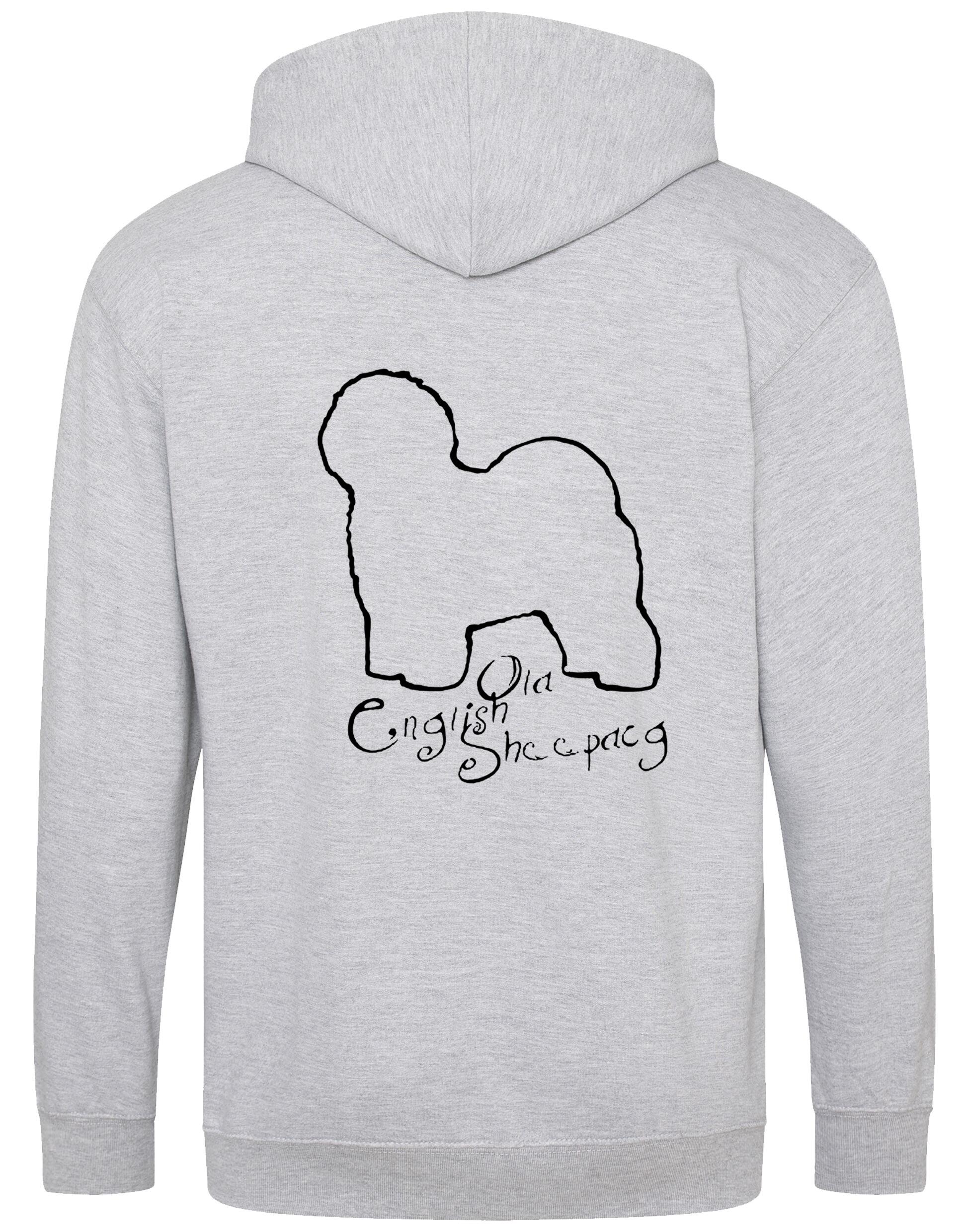 Old English Sheepdog Zipped Hoodie – cozy, fleece-lined, featuring exclusive breed artwork. A stylish and comfortable choice for dog lovers and breed enthusiasts.