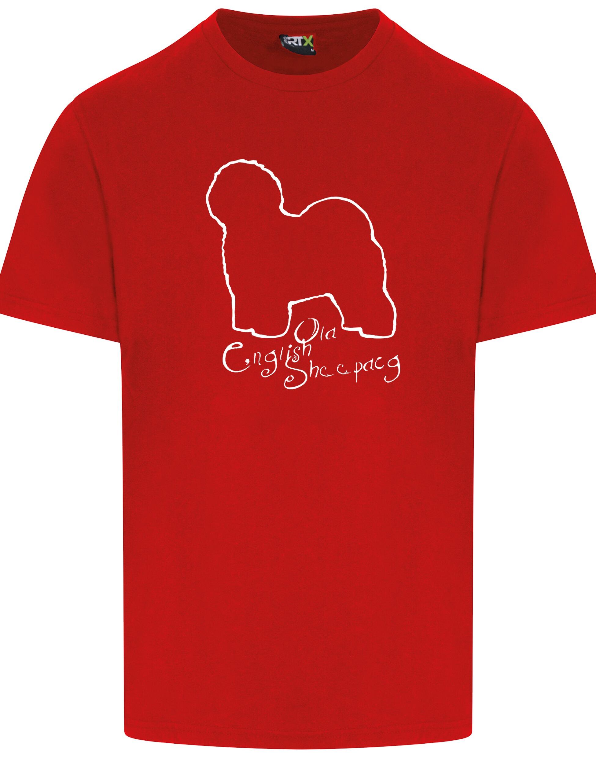 Old English Sheepdog Unisex Roundneck T-shirt – lightweight cotton fabric, relaxed fit, and exclusive breed artwork. A comfortable and stylish choice for dog lovers.