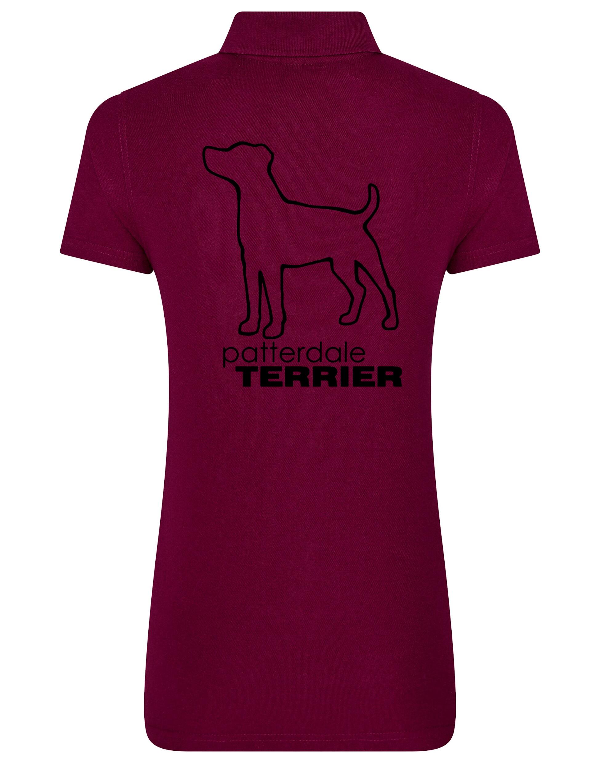 Patterdale Terrier Women’s Cotton Polo – lightweight, breathable cotton polo featuring exclusive Patterdale Terrier artwork on the back, a structured collar, and a tailored feminine fit for comfort and style.