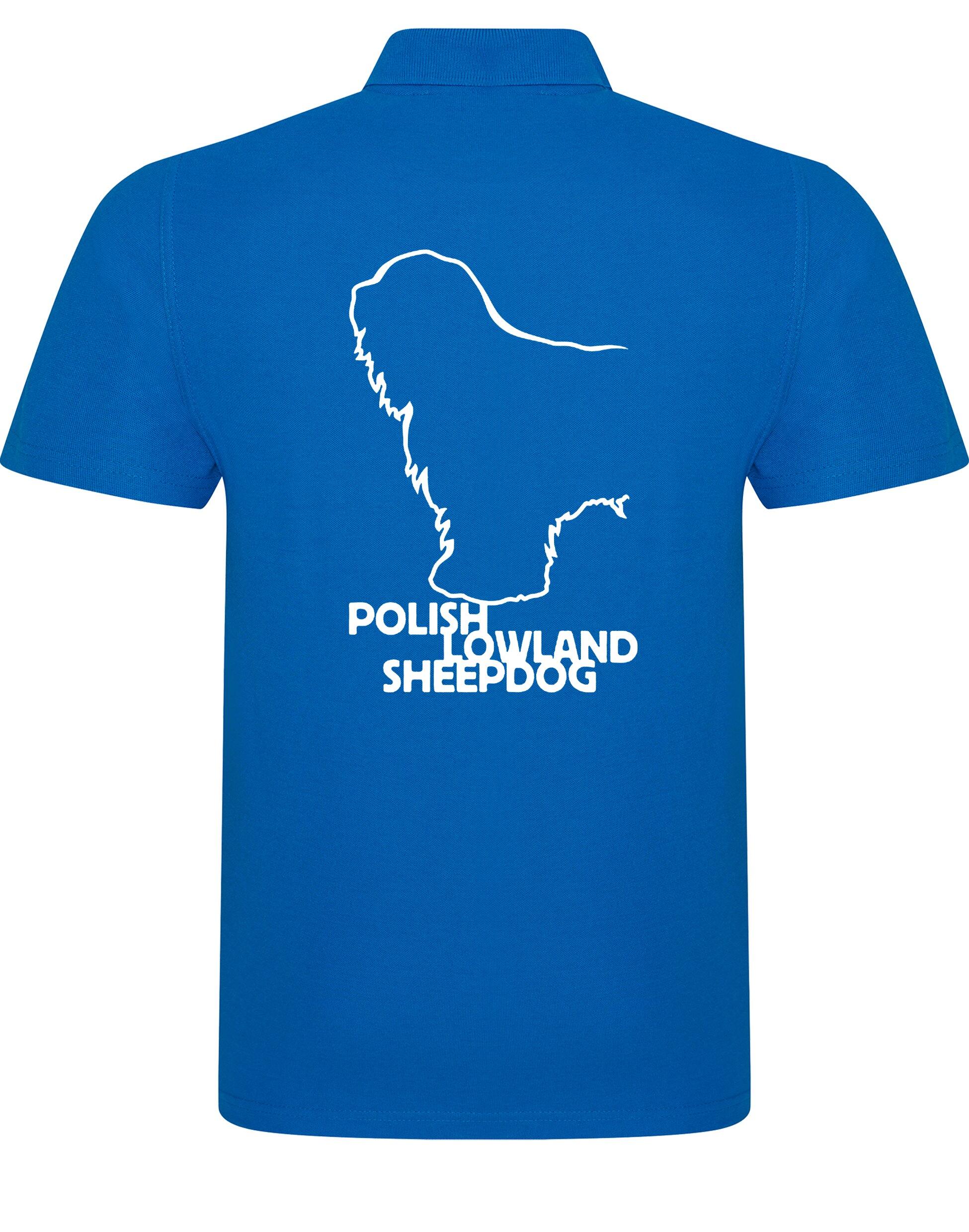 Polish Lowland Sheepdog Unisex Cotton Polo featuring exclusive breed artwork, breathable cotton fabric, and a relaxed fit for comfort and style.