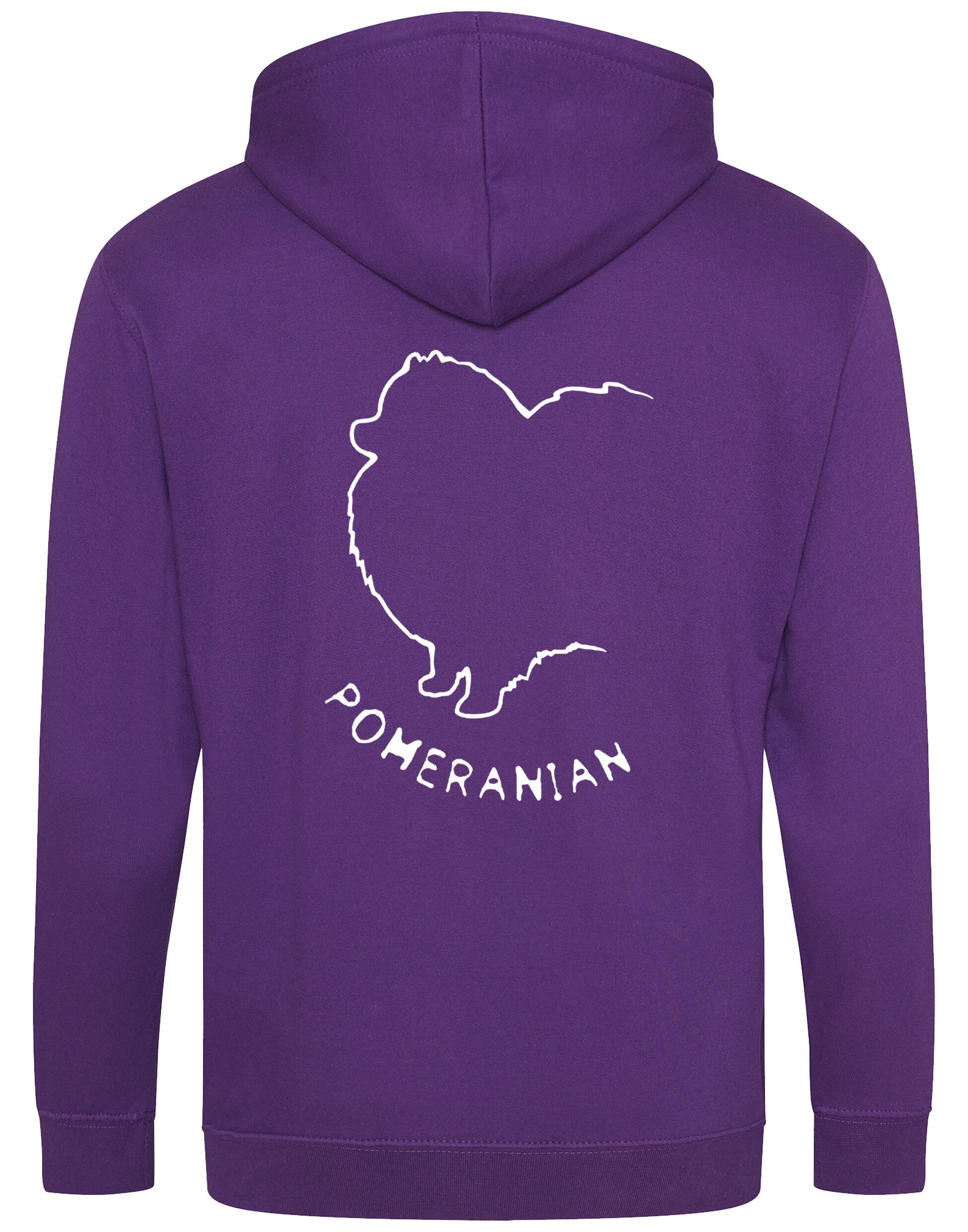 Pomeranian Zipped Hoodie featuring exclusive breed artwork, a soft fleece interior, and practical front pockets for warmth and functionality.