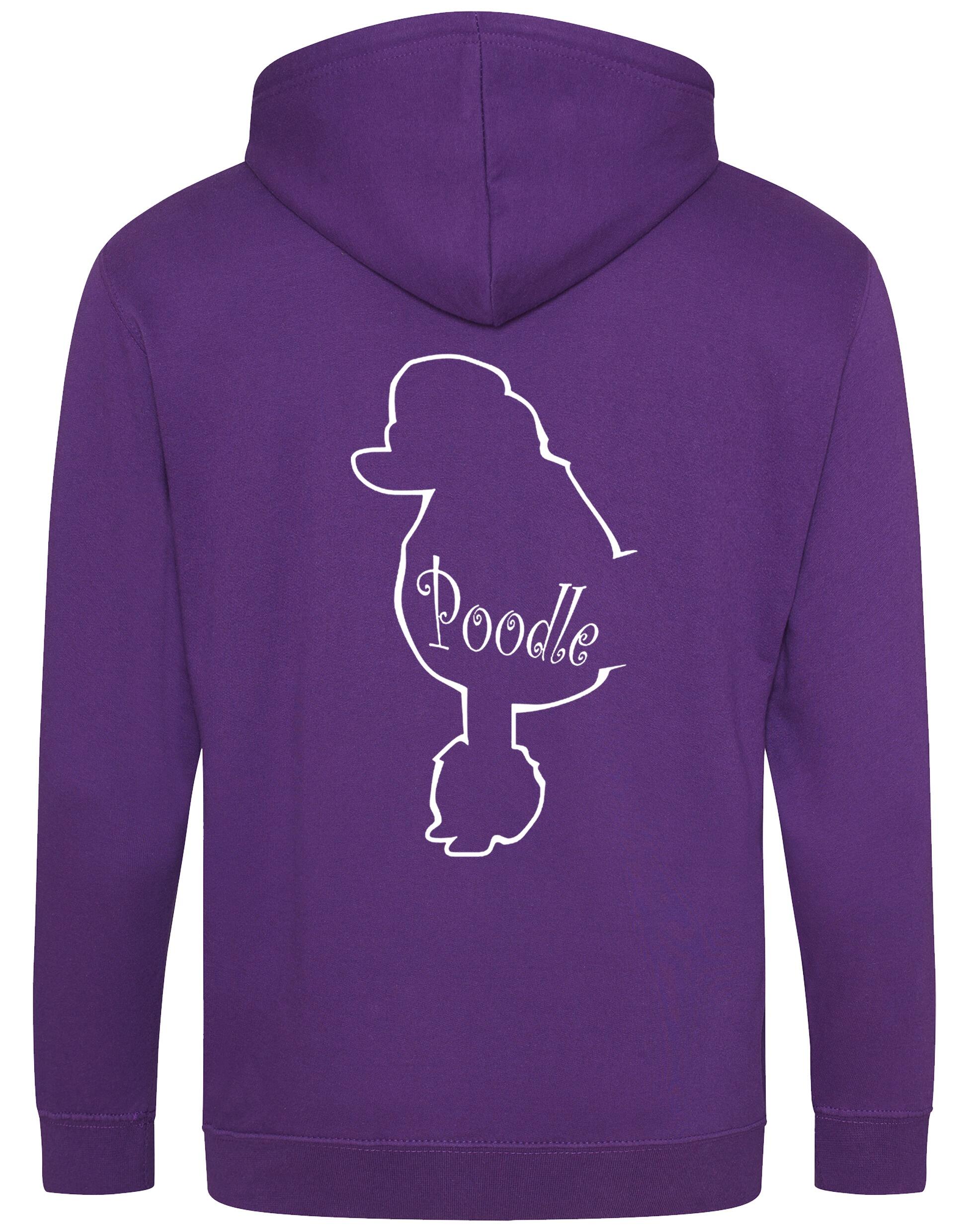 Poodle Zipped Hoodie featuring exclusive breed artwork, full-zip closure, and soft fleece interior for stylish comfort.