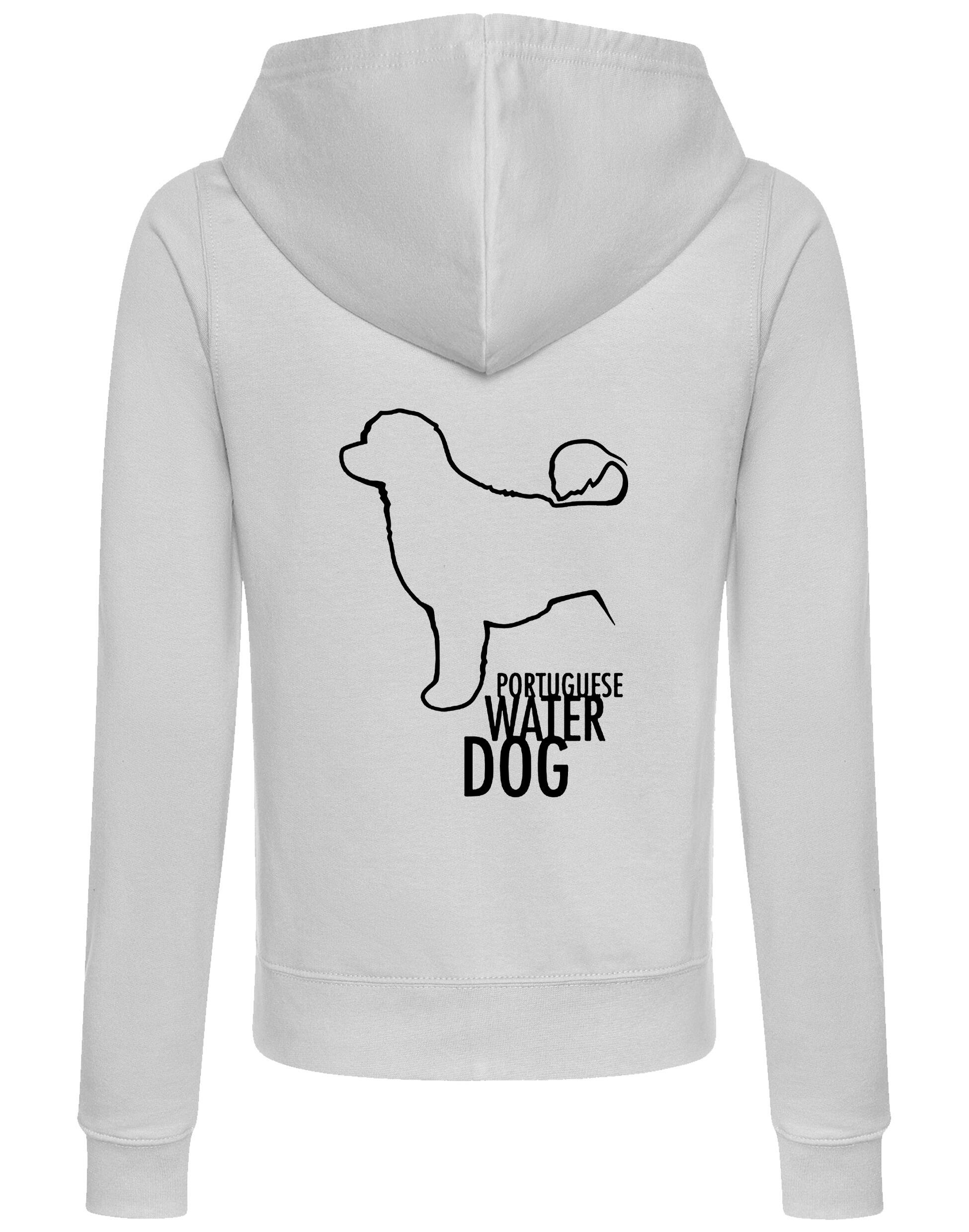 Portuguese Water Dog Women’s Zipped Hoodie featuring exclusive breed artwork, soft breathable fabric, a cozy hood, and practical front pockets for stylish comfort.