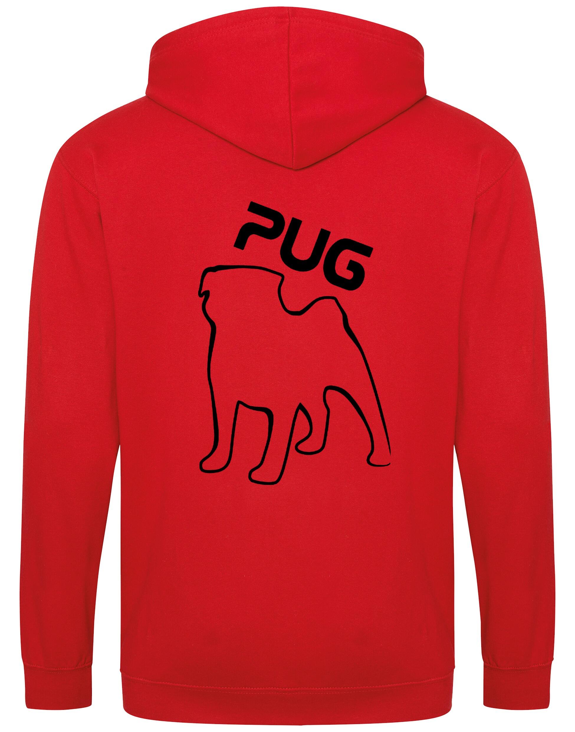 Unisex Pug (Outline) Zipped Hoodie featuring exclusive outline artwork, crafted from heavy-blend fabric with a brushed fleece interior, a full-zip closure, and a spacious kangaroo pocket for stylish, cozy comfort.
