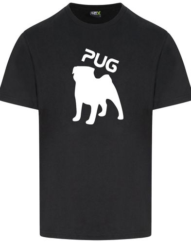 Unisex Pug (Silhouette) Roundneck T-shirt featuring exclusive silhouette artwork, crafted from premium breathable cotton for all-day comfort and a relaxed, stylish fit, perfect for Pug enthusiasts.