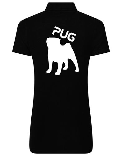 Women's Cotton Polo featuring an exclusive Pug (Silhouette) design, crafted from premium breathable cotton for all-day comfort and a flattering feminine fit, perfect for Pug enthusiasts.