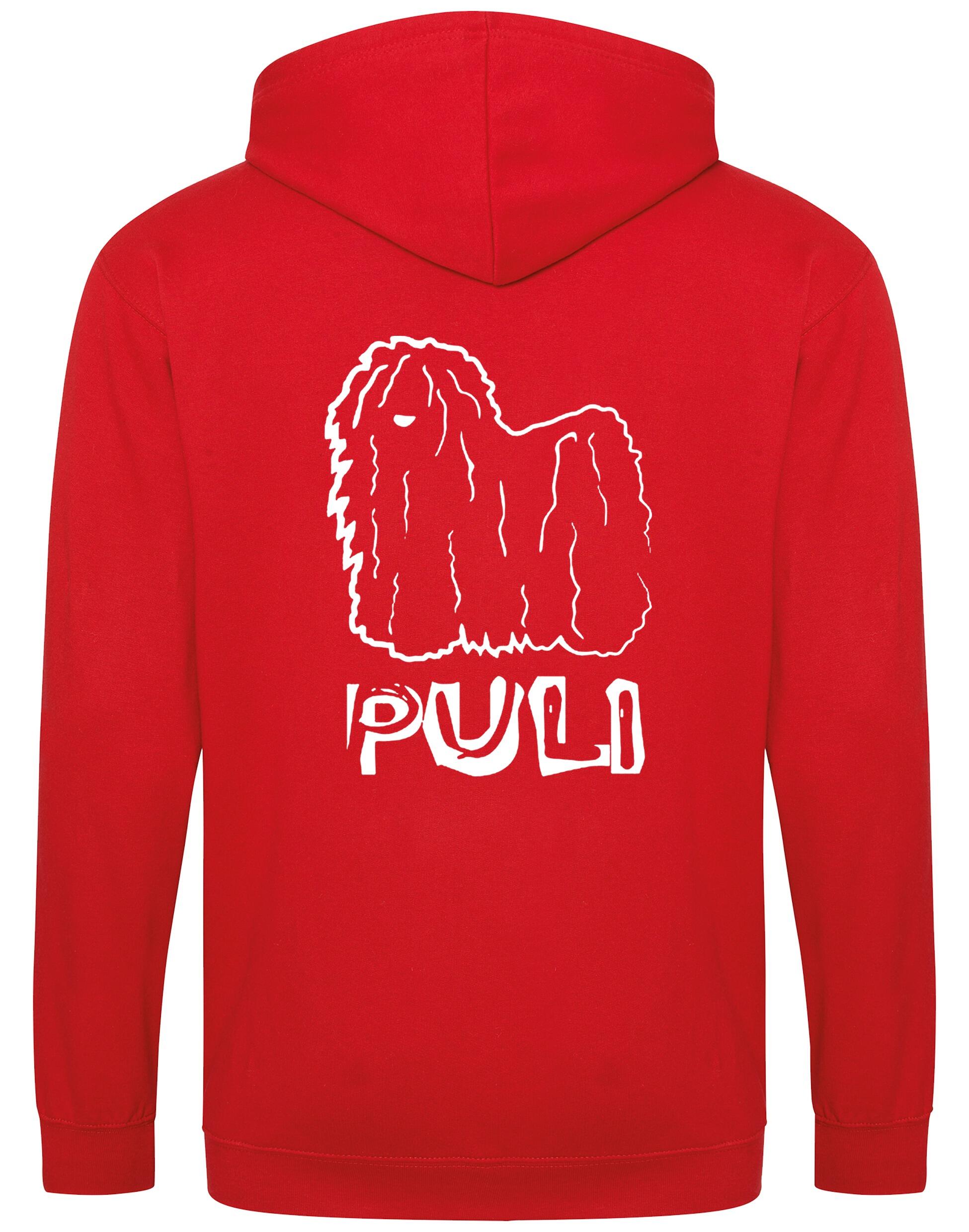 Unisex Hungarian Puli Zipped Hoodie featuring exclusive breed artwork with personalization options, crafted from heavy-blend fabric with a cozy brushed fleece interior, a full-zip closure, and a spacious kangaroo pocket for stylish, comfortable outdoor wear.
