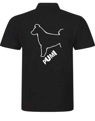 Unisex Hungarian Pumi Cotton Polo featuring exclusive breed artwork, crafted from premium breathable cotton for all-day comfort and a relaxed, stylish fit, perfect for Hungarian Pumi enthusiasts.