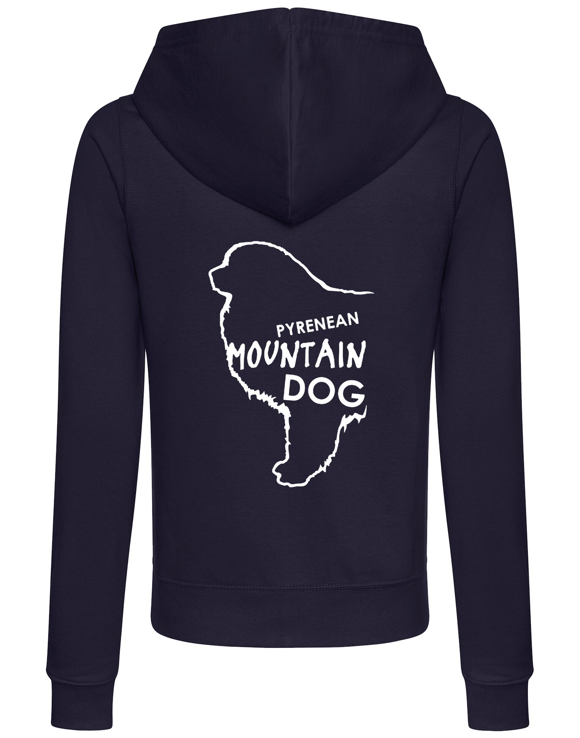 Women's Pyrenean Mountain Dog Zipped Hoodie featuring exclusive breed artwork with personalization options, crafted from premium breathable materials for all-day comfort and a flattering feminine fit, perfect for dog events and outdoor adventures.