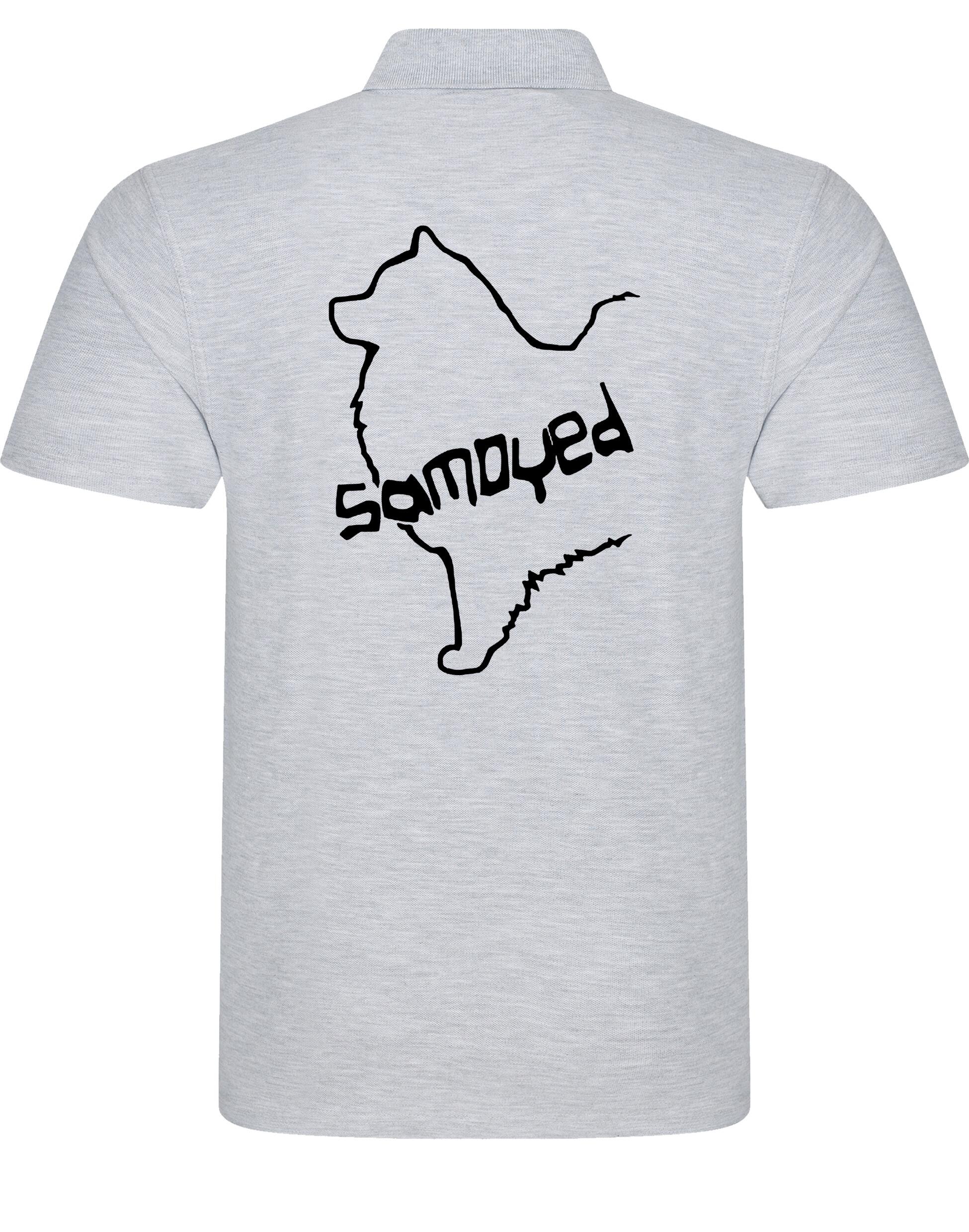 Samoyed Unisex Cotton Polo featuring exclusive breed artwork, breathable soft cotton, relaxed unisex fit, and classic polo collar for stylish comfort and breed pride.