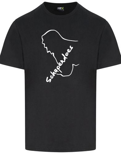 Unisex Roundneck T-shirt featuring exclusive Schapendoes artwork, lightweight breathable cotton fabric, classic round neckline, and relaxed fit – perfect for breed enthusiasts.
