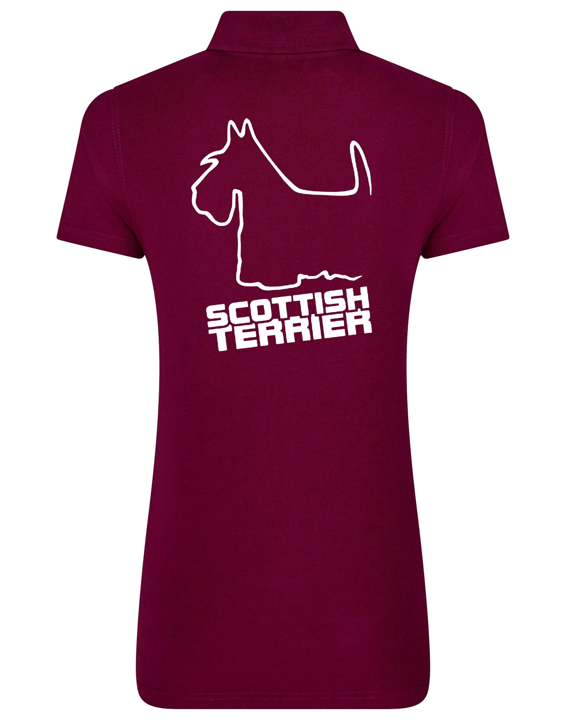 Scottish Terrier Women's Cotton Polo featuring exclusive breed artwork, breathable premium cotton fabric, and flattering feminine fit.