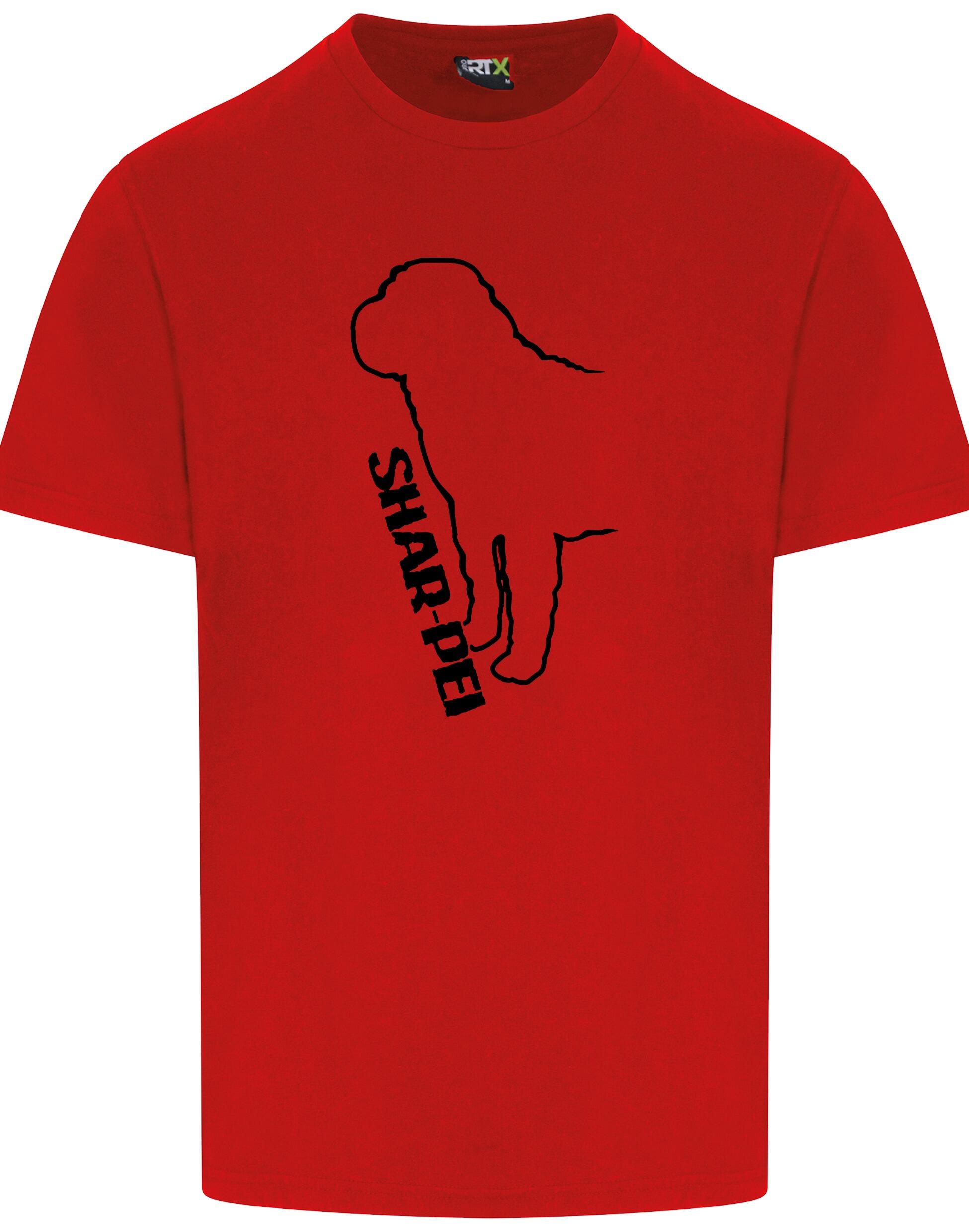 Unisex Roundneck T-shirt featuring exclusive Shar Pei graphic design.