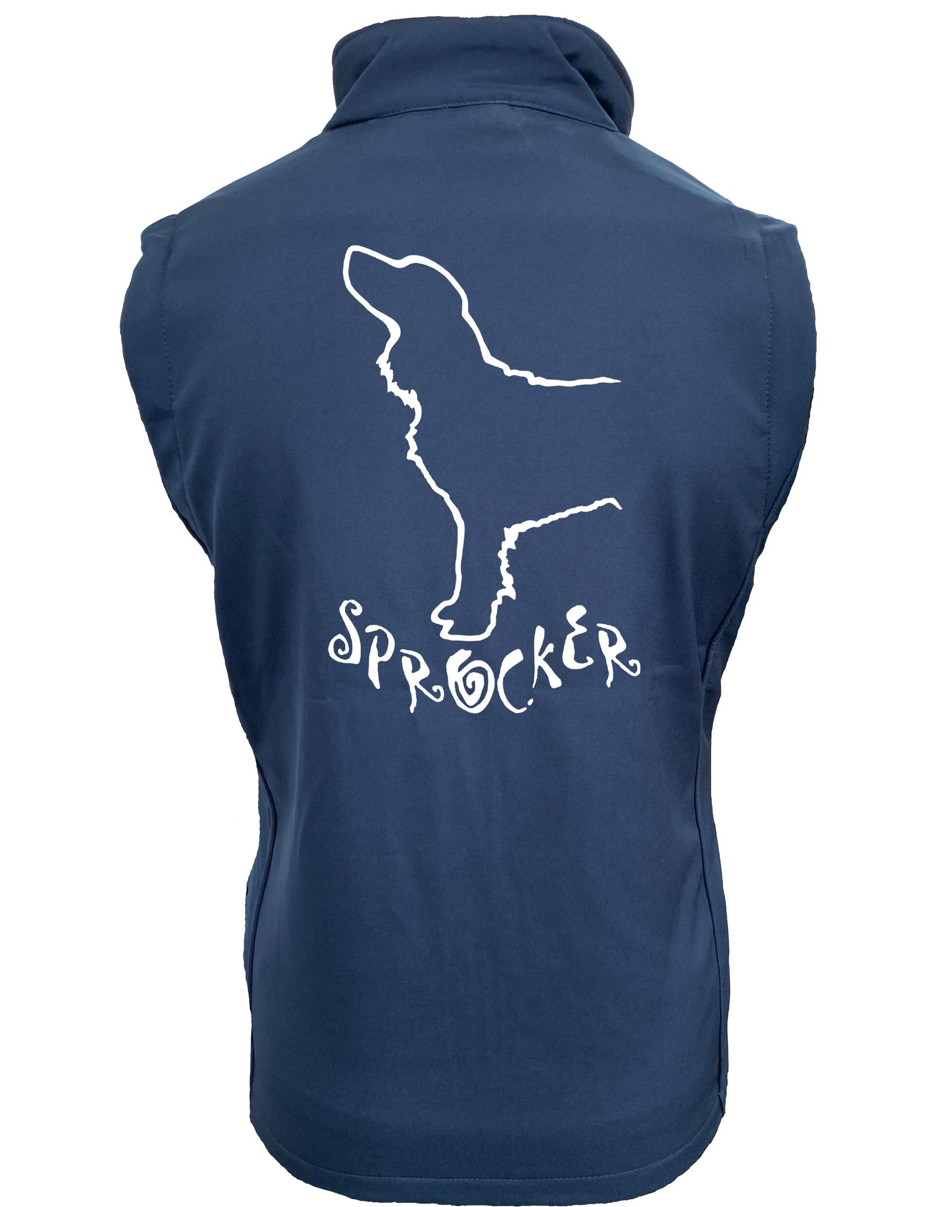 Unisex softshell jacket featuring exclusive Sprocker Spaniel design on the back. Water-resistant with fleece lining, designed for outdoor comfort and style. Ideal for walks, training, and showing your love for the Sprocker breed.