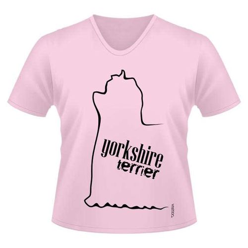 Yorkshire Terrier T-Shirts Women's V Neck Premium Cotton