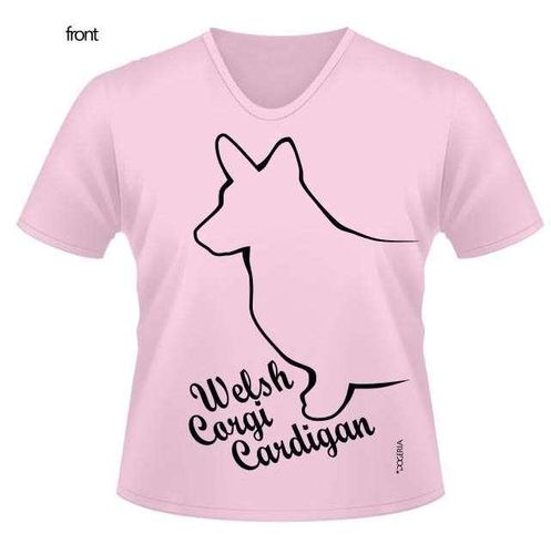 Corgi Cardigan T-Shirts Women's V Neck Premium Cotton