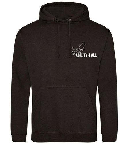 Agility 4 All - Official Clothing - Black Hoodie (Front with white Printed logo)