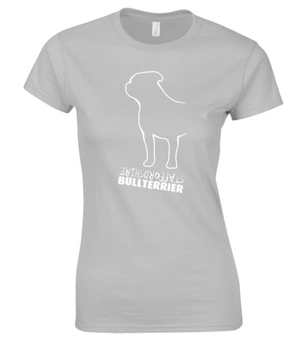Female Staffordshire Bullterrier T-Shirt Sports Grey (White)
