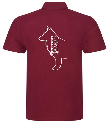 Unisex German Shepherd Polo Shirt Burgundy (White)