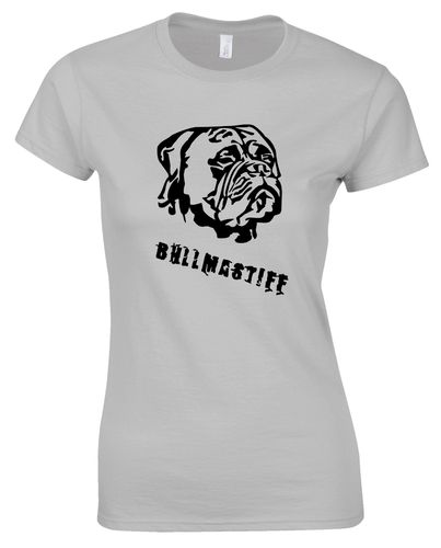 Female Bullmastiff T-Shirt Heather Grey (Black)