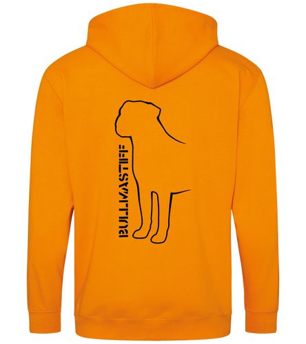 Unisex Bullmastiff (Standing) Zipped Hoodie Orange Crush (Black)