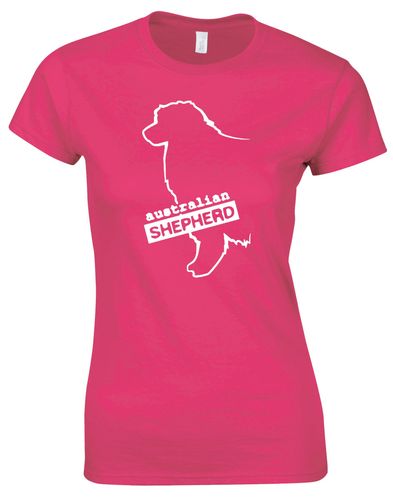 Female Australian Shepherd T-Shirt Pink (White)