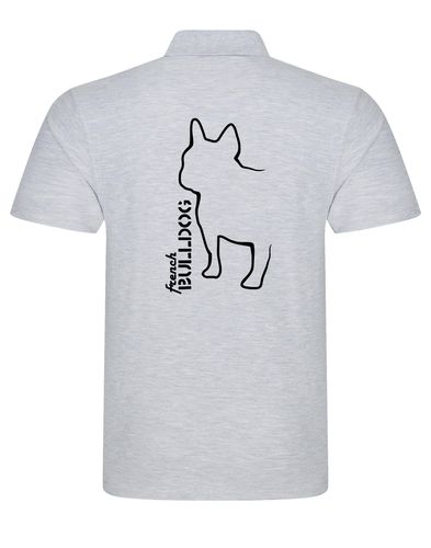 Unisex French Bulldog (Outline) Polo Shirt Heather Grey (Black)