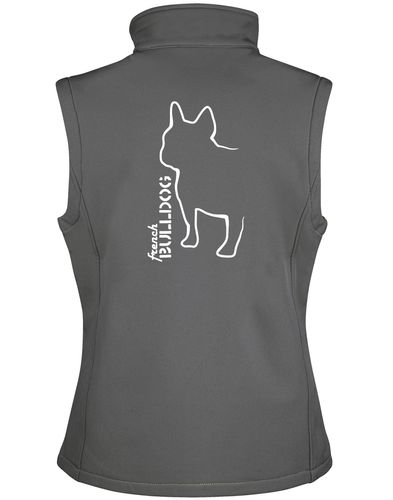 Female French Bulldog (Outline) Softshell Jacket Charcoal (White)