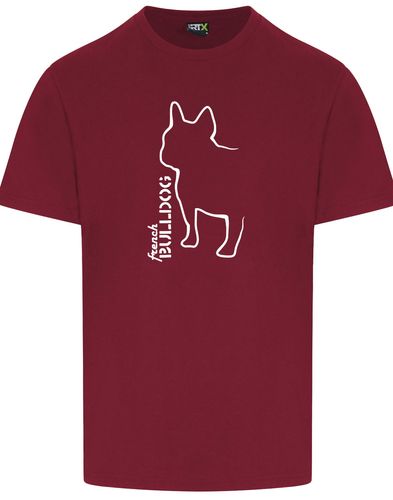 Unisex French Bulldog (Outline) T-Shirt Burgundy (White)