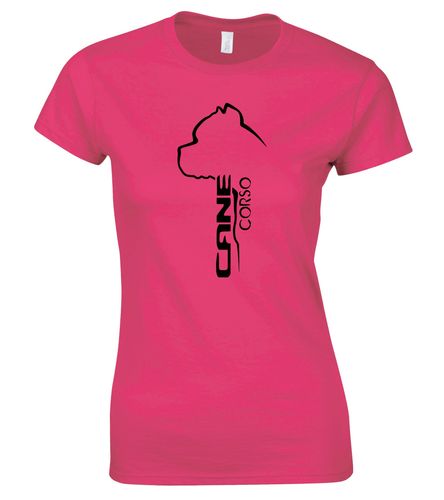Female Cane Corso Roundneck T-Shirt Pink (Black)