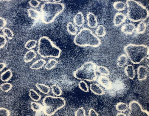 Dogeria Bedding for Dogs Rubber Backed Blurry Blue with White Paw