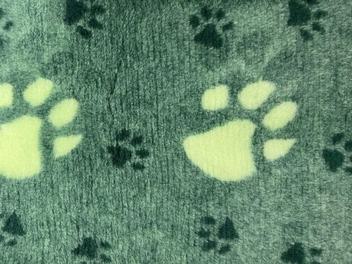 Dogeria Bedding for Dogs Rubber Backed Green with Small and Large Paws