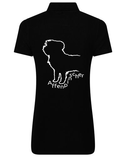 Female Affenpinscher Polo Shirt Black (White)