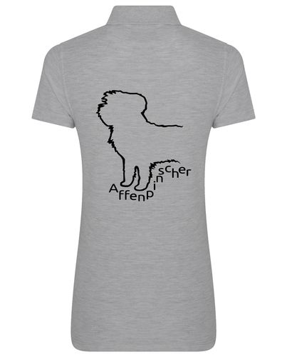 Female Affenpinscher Polo Shirt Heather Grey (Black)